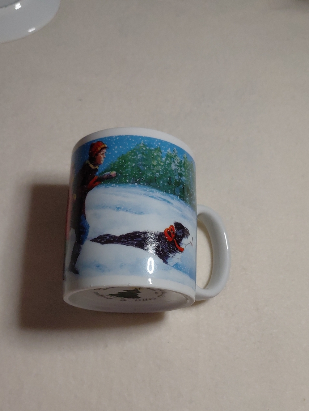 Starbucks White Mug with Green Christmas Tree and Red Ornaments